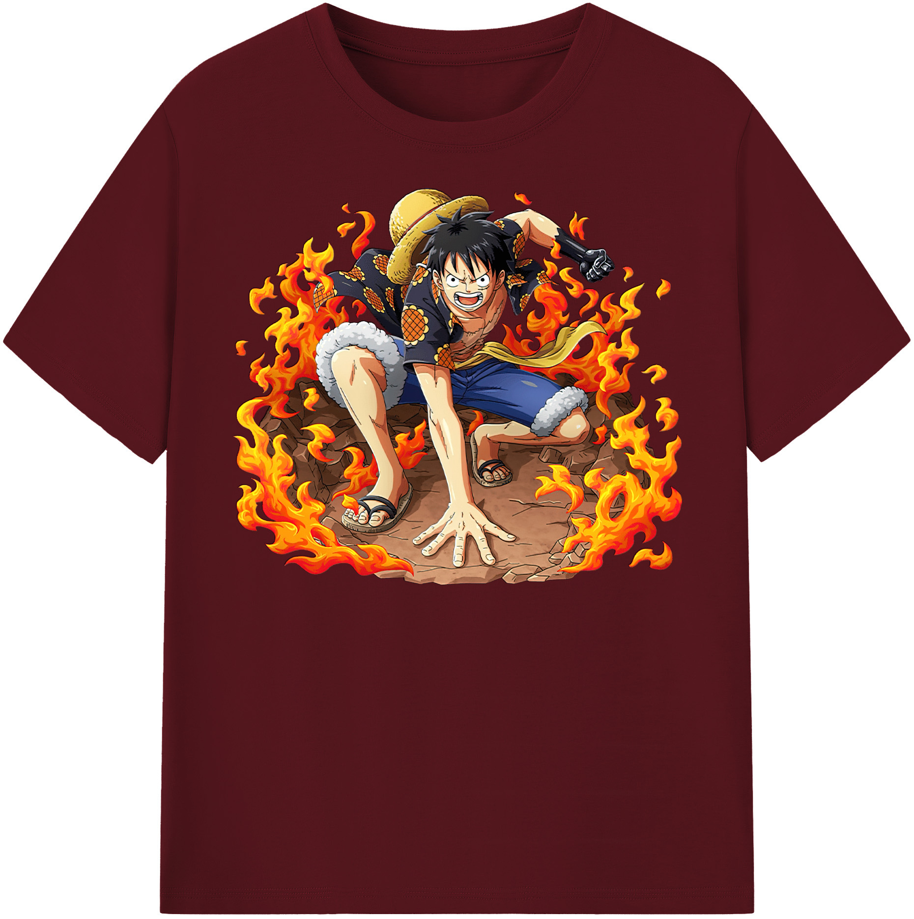 ワンピース モンキー・D・ルフィ ONE PIECE Monkey D. Luffy 綿100％半袖Tシャツ（フロントプリント）